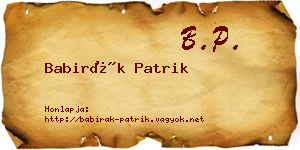 Babirák Patrik névjegykártya